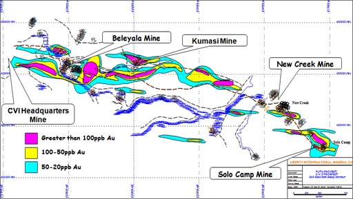 Solo Camp Mining site &ndash; the last of the five major mining sites and apparent end of the main identified strike zone / CVI